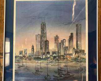 Original watercolor "Chicago Night" by Pat Coffman Huss