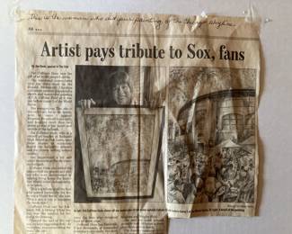 News clipping on the back of the original watercolor by Pat Coffman Huss