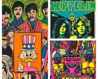 Music Black Light Posters Led Zeppelin, Beatles