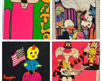 Black Light Posters Psychedelic Characters Disney Looney Toones