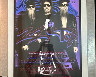 1996 ZZ Top and Reverend Horton Heat concert poster SIGNED
