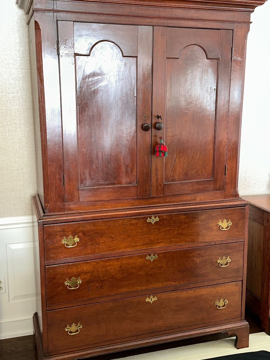 19th C. American Linen Press Cabinet 