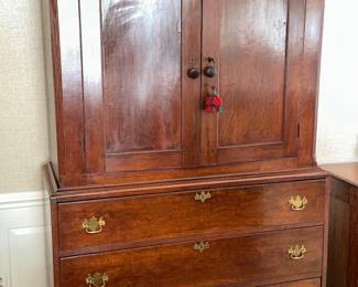 19th C. American Linen Press Cabinet 