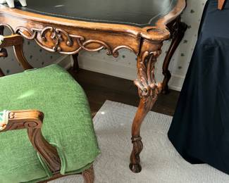 Rossi carved leather top table 