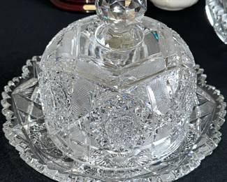 Cut glass covered butter 