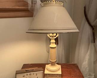 Vintage Alarm Clock and Table Lamp Set