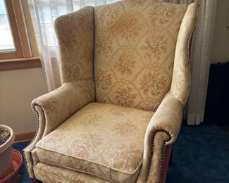 Vintage Floral Wingback Armchair by Ethan Allen