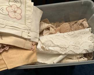 Vintage Embroidered Linens Collection - Tablecloths, Runners, Doilies, and Napkins