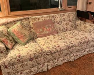 Vintage Floral Chintz Sofa with Skirted Base