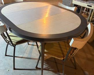 Mid-Century Formica Dinette Set with Oval Extension Table and Four Chairs