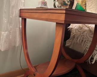 Antique Charles X Style Side Table with Carved Pedestal Base