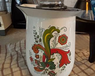 Berggren Enamelware Coffee Pot with Scandinavian Folk Art Design