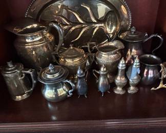 Vintage Silver-Plated Tea Set with Tray and Accessories