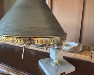 Vintage Marble and Brass Bouillotte Table Lamp