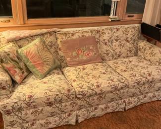 Vintage Floral Chintz Sofa with Birds