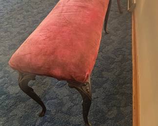 Antique Vanity Bench with Carved Cabriole Legs