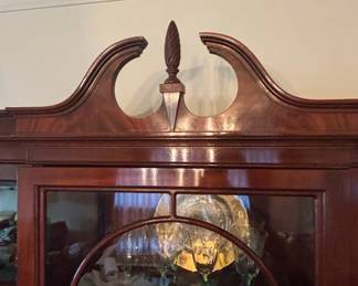 Antique Mahogany Duncan Phyfe Style Breakfront China Cabinet