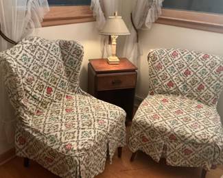 Vintage Floral Upholstered Accent Chairs