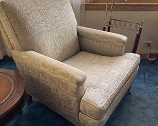 Vintage Upholstered Armchair with Jacquard Damask Pattern