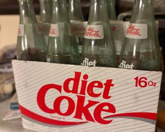 Vintage Diet Coke 16 oz Glass Bottles 6-Pack with Cardboard Carrier