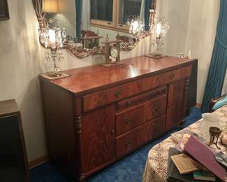 Antique American Empire Flame Mahogany Sideboard