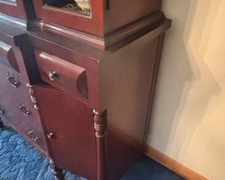 Antique Mahogany Duncan Phyfe Style Breakfront China Cabinet