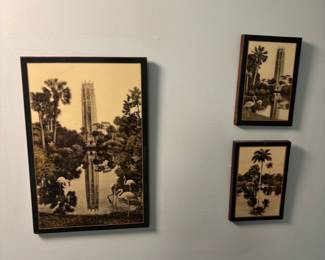 Vintage Bok Tower Gardens Art Prints with Flamingos