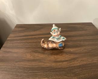 1950s Japan Ceramic Elf Figurine in a Shoe