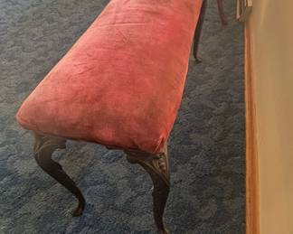 Victorian Carved Walnut Vanity Bench