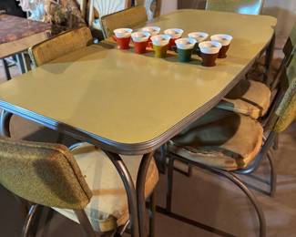 Mid-Century Chrome and Formica Dining Set with Chairs