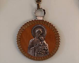Madonna and Child Icon Plaque with Ornate Border