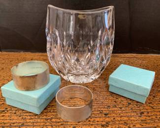 MO193VSterling Napkin Rings  Crystal Vase