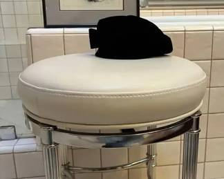 MO271Vintage Velvet Hat, Vanity Stool,  Parisian Print