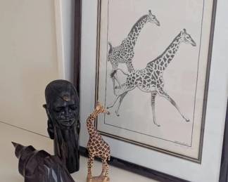 MO110Print Signed By Artist With Wood Carvings