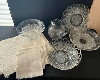 MO144Cut Glass, Platters, Picture,  Table Linens