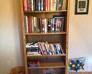 Bookshelf - 72" H x 30" W x 15" D; Books; maps; atlas