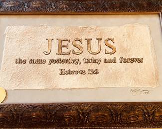 Betty Spooner Bas Relief on hand made papyrus, hand cast original