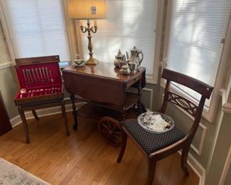 Pennsylvania House Bar Cart, Brass-Tone Bouillotte Lamp