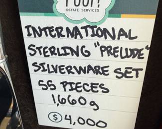 International Sterling "Prelude" Silverware Set 55 Pieces 