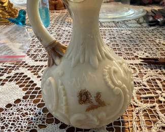 There are six of these early 1900s custard uranium glass cruets