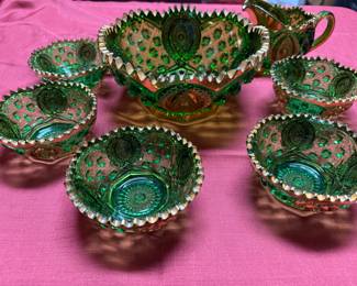 Beautiful 1907 Northwood  Memphis Pattern Bowl         & berry set with Creamer.