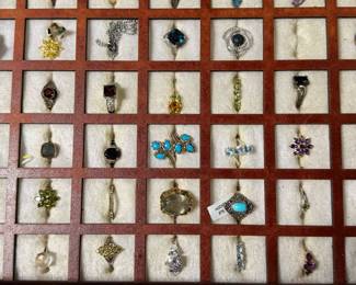 There is a nice selection of Sterling silver jewelry, including these rings