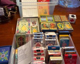 Playing cards and game sheets