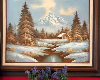 oil painting and faux plants