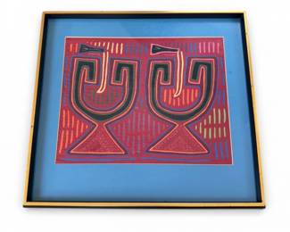 35 FramedHandcraftedGeometricTextileArtBoldColorFolkDesign