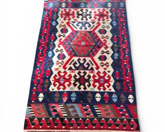 27 HandwovenWoolKilimRugGeometricPattern