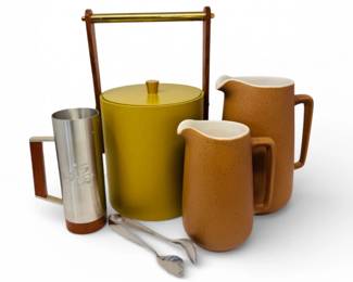 51 MidCenturyBarwareGroupIceBucketPewterMugStonewarePitchers
