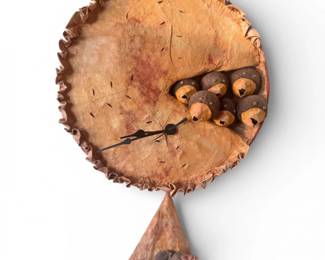 43 WhimsicalHandmadePaperWallClockwBirdPieDesign