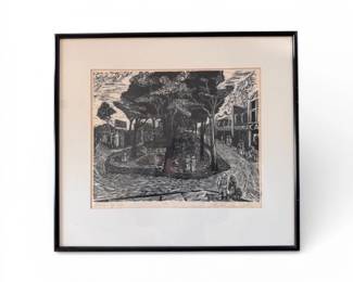 80 FramedBlackWhitePrintVillageSquareSignedNumbered