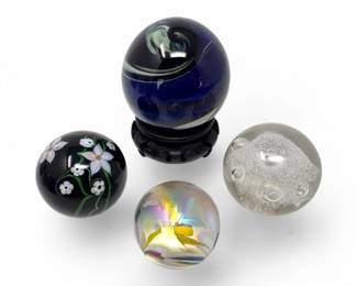 31 AssortedArtGlassPaperweightsOrbsSignedUnsigned